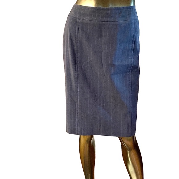 Skirt Suit Blue Gray Pinstripe Harve’ Bernard Size 10/12 - Picture 3 of 16